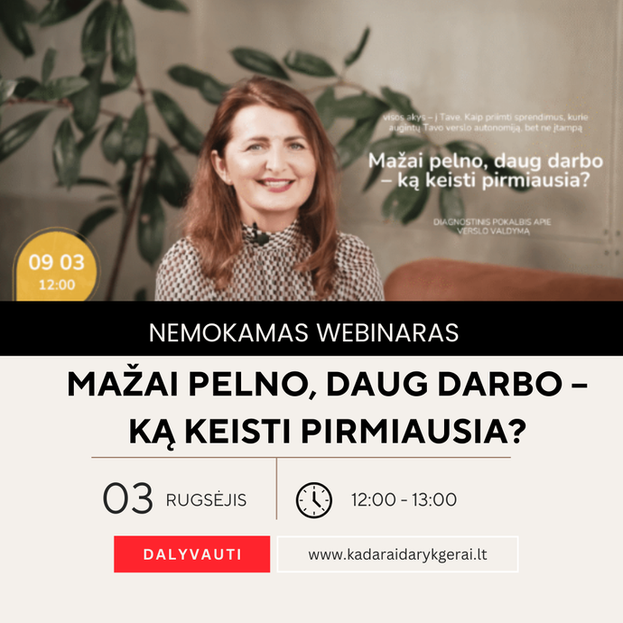 Webinaras: Mažai pelno, daug darbo – ką keisti pirmiausia?