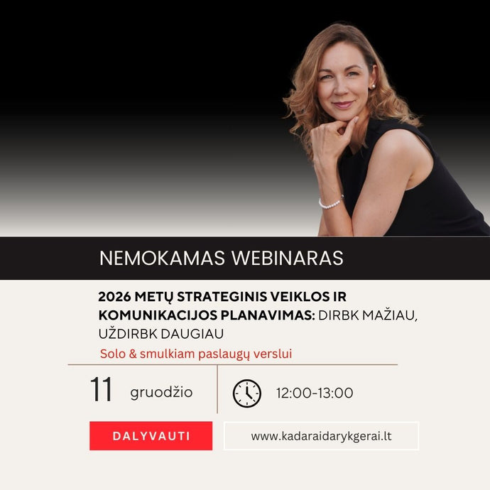 Webinaras:  2026 metų strateginis veiklos ir   komunikacijos planavimas: dirbk mažiau, uždirbk daugiau